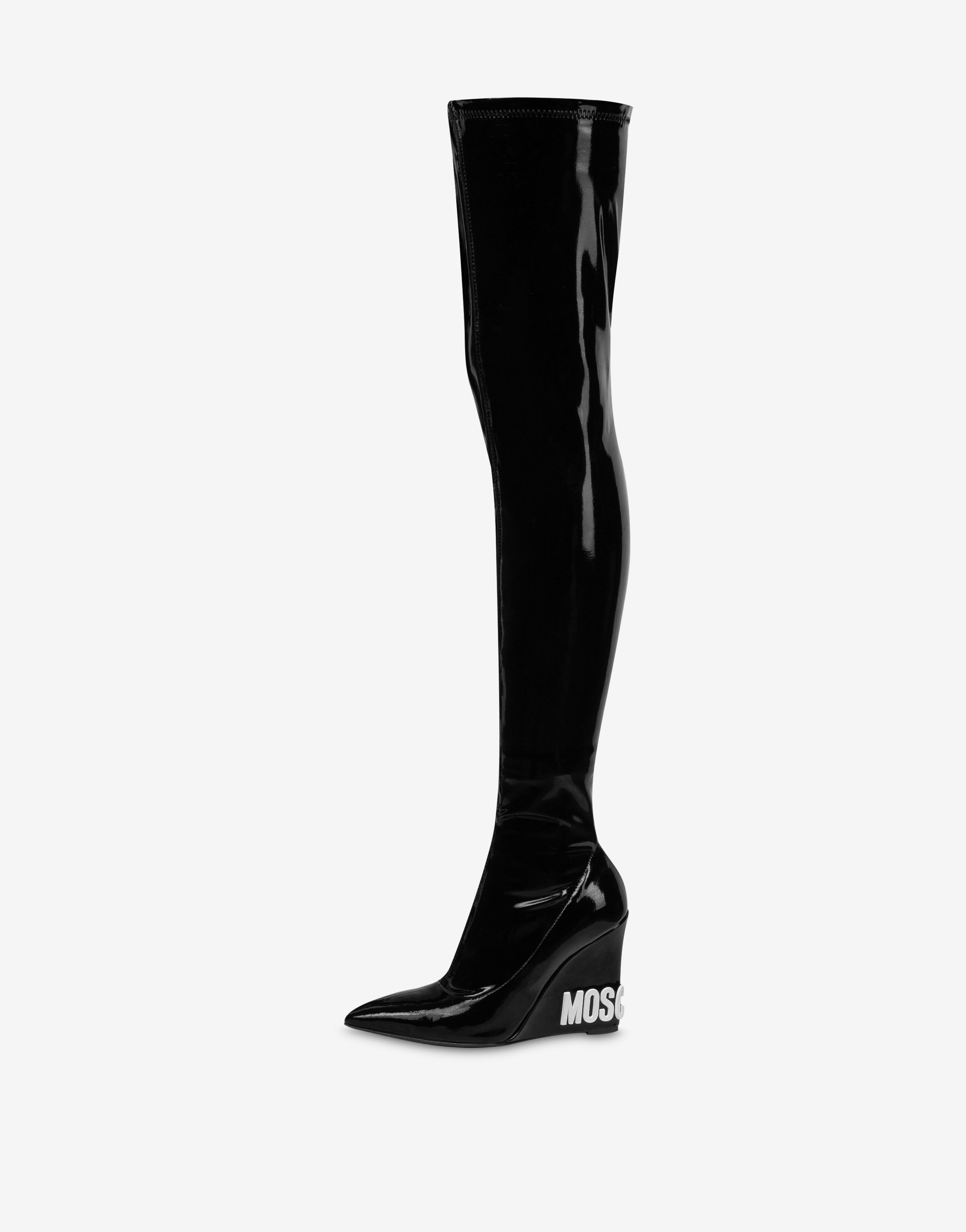 RUBBER LOGO OVER-THE-KNEE WEDGE BOOTS - 2