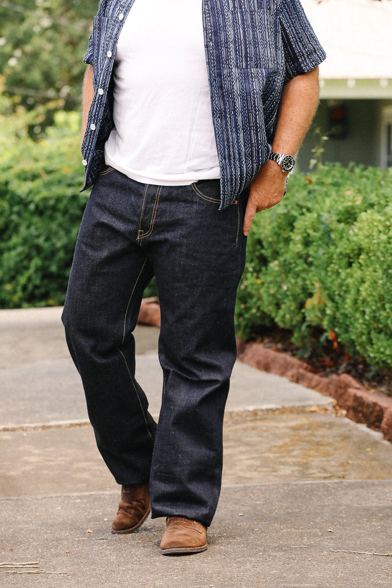 17OZ SELVEDGE DENIM STRAIGHT CUT JEANS - NATURAL INDIGO IH-634N - 1