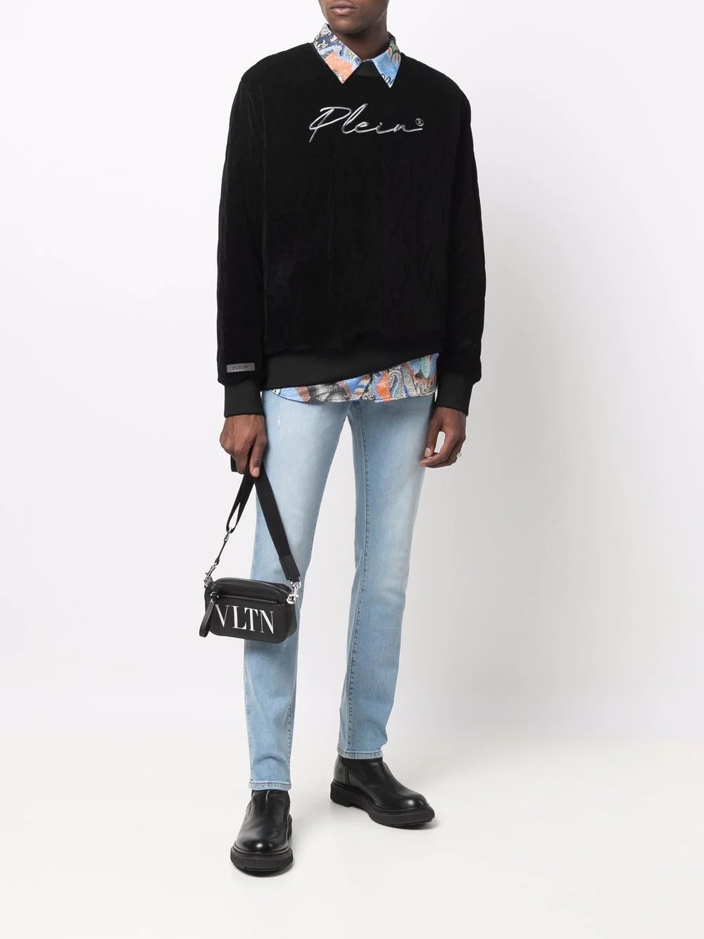 embroidered-logo velour sweatshirt - 2