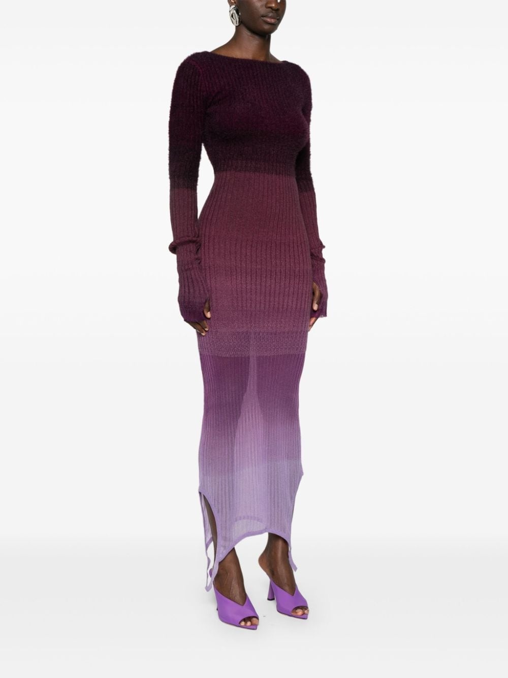 ombrÃ© ribbed-knit midi dress - 3