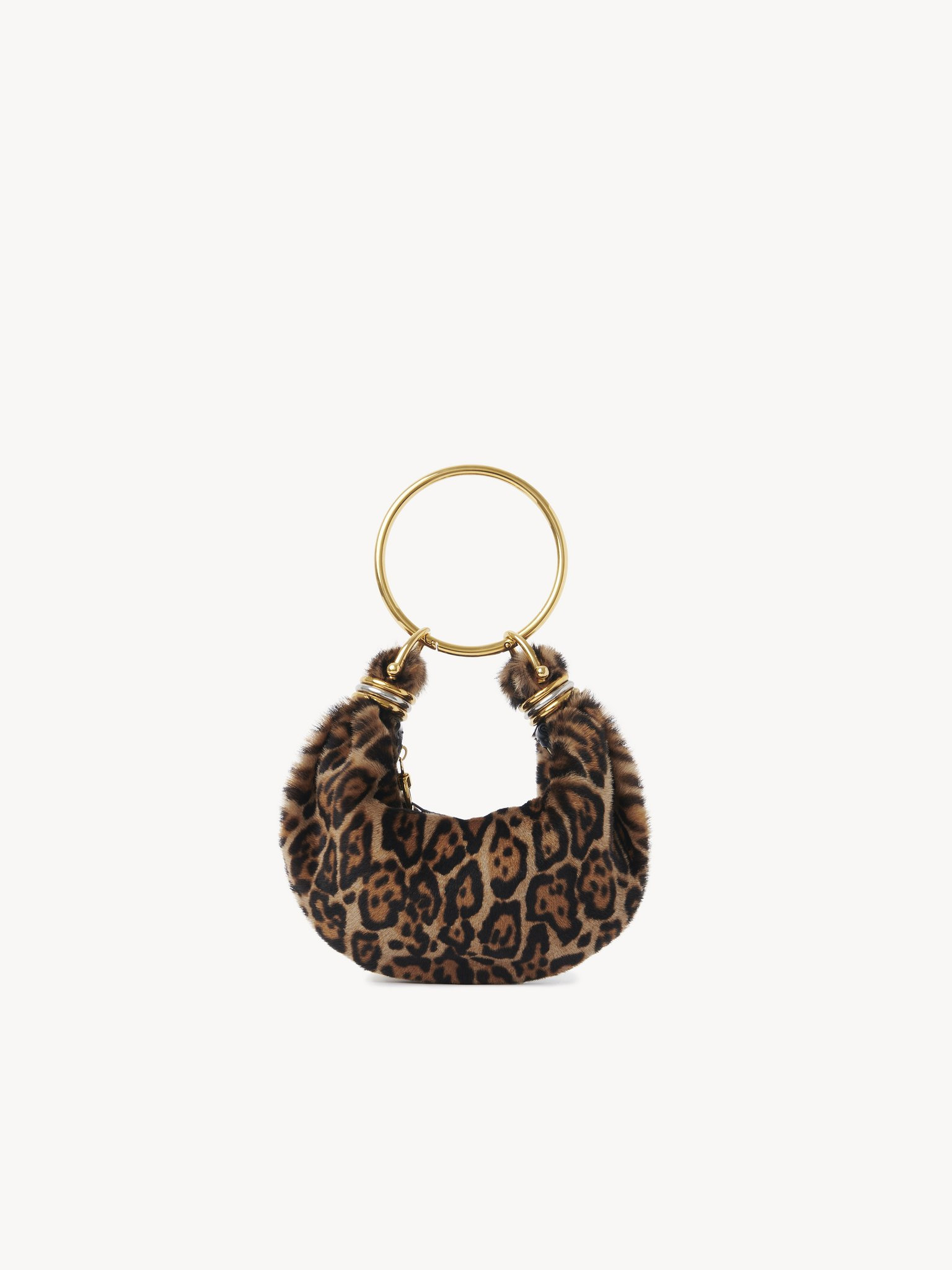 MINI BRACELET HOBO BAG IN LEOPARD-PRINT SHEARLING - 4