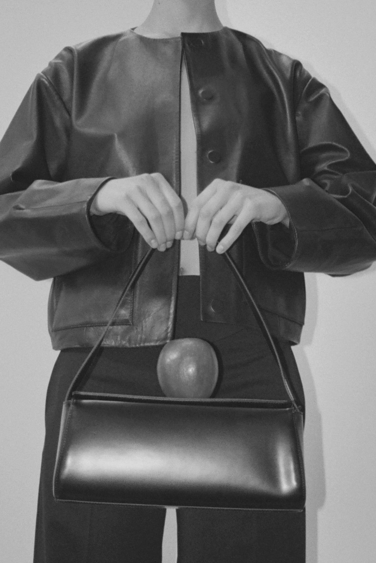Utility Cocoon Leather Bomber - Black - 10