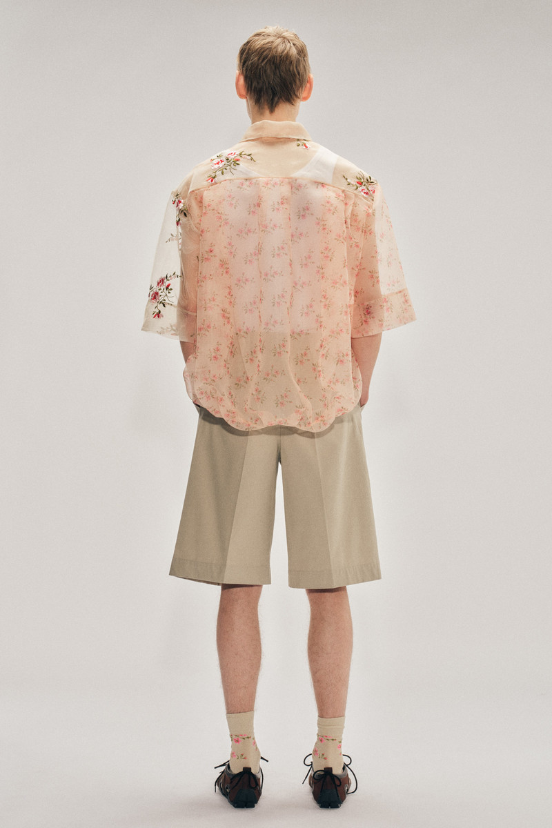 Sheer Patchwork Balloon Hem Shirt 3