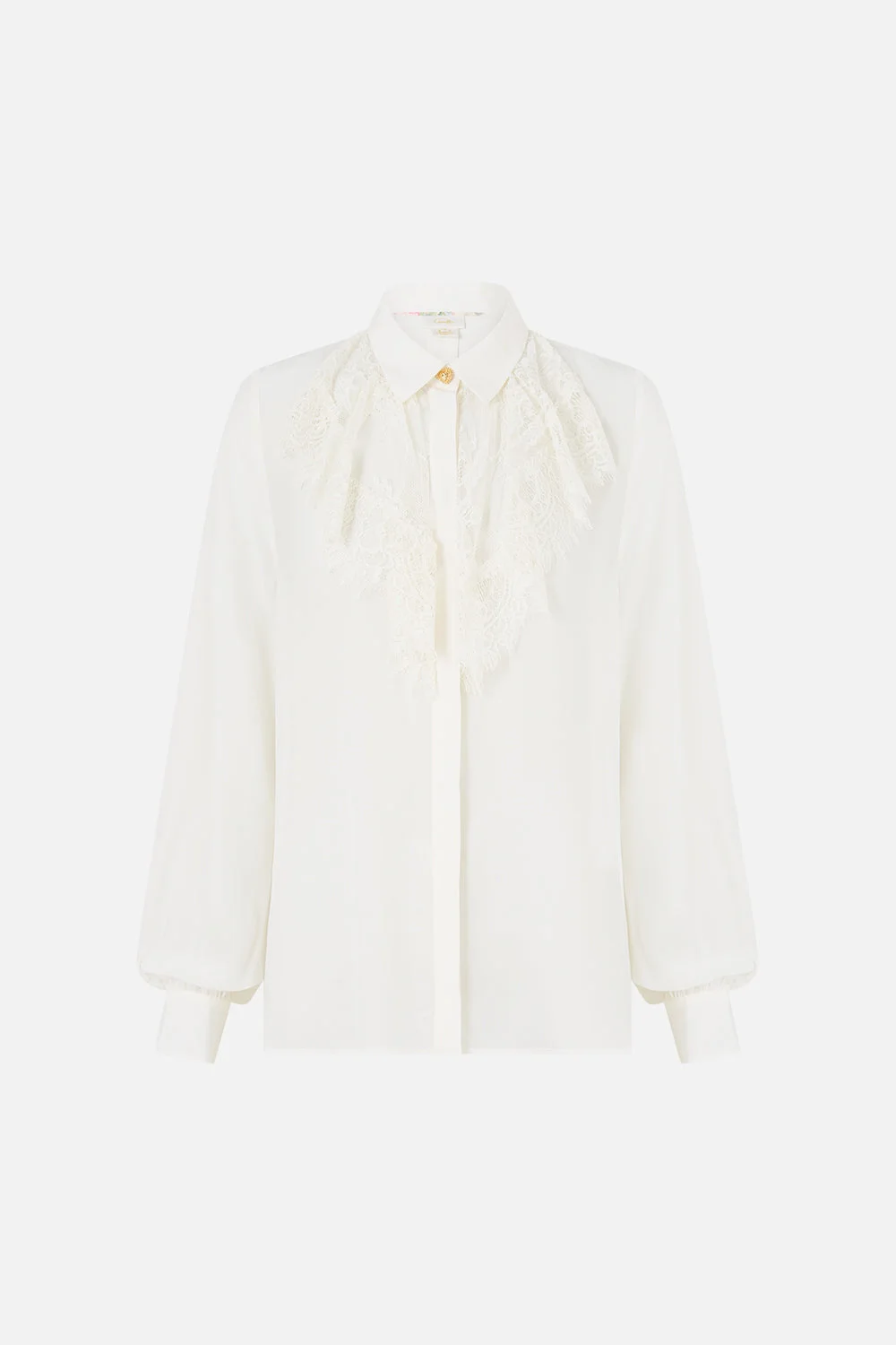 COLLARED SHIRT WITH FRILL NECK DETAIL - 1