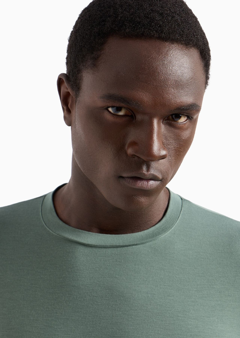 Stretch viscose jersey jumper with crew neck and long sleeves 6