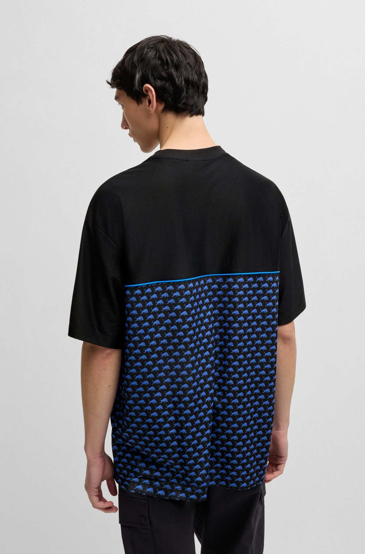 HUGO X RB STRUCTURED-JERSEY T-SHIRT WITH PIPING DETAILS - 5