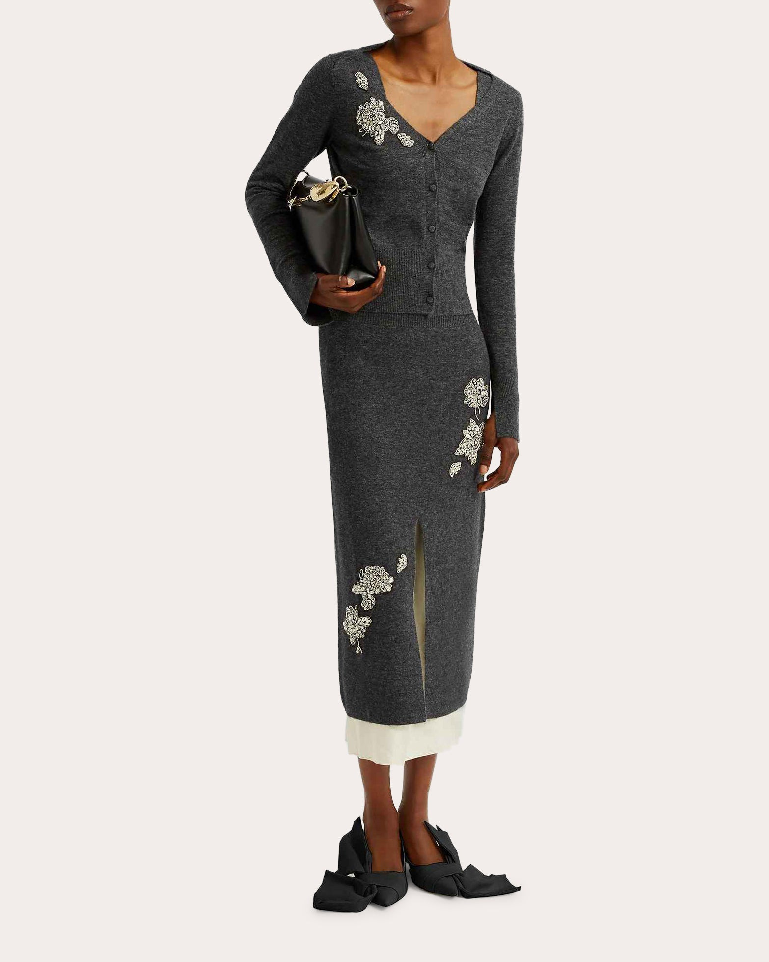 Cropped Crystal-Embellised Wool-Blend Cardigan - 3