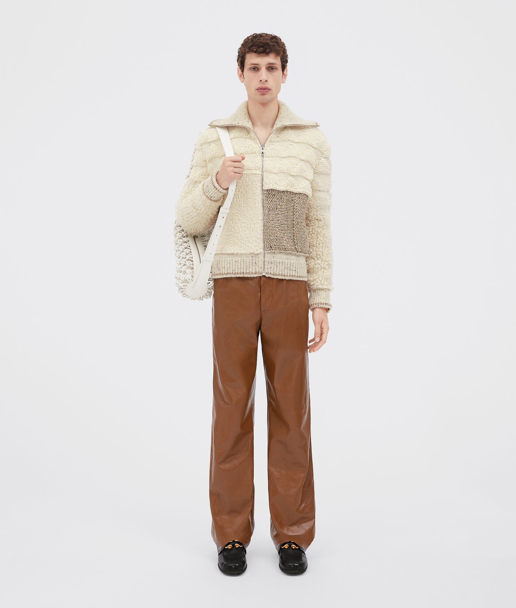 heavyweight patchwork wool cardigan - 5