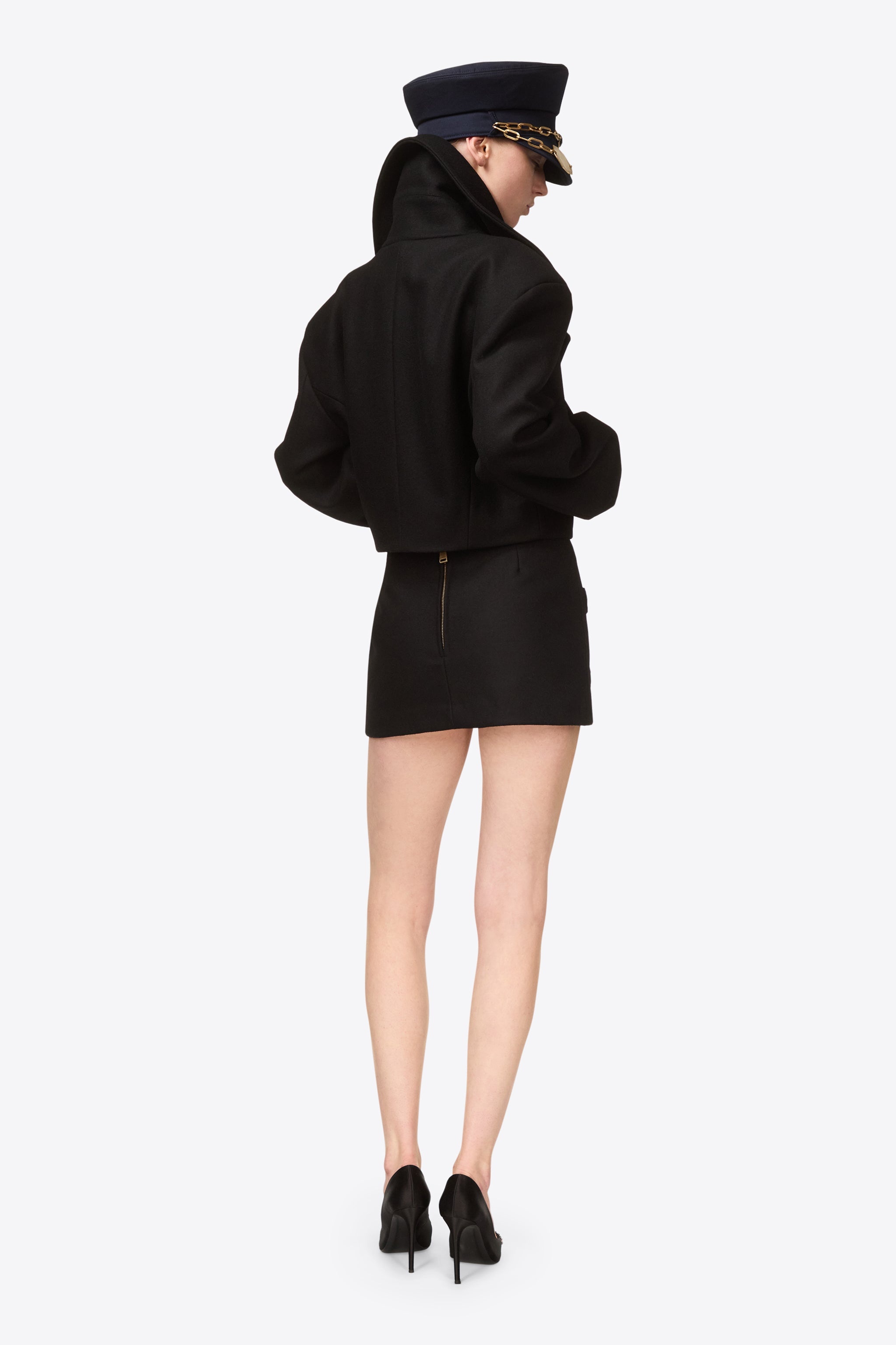 GEMSTONE BUTTON CROPPED PEACOAT - 7