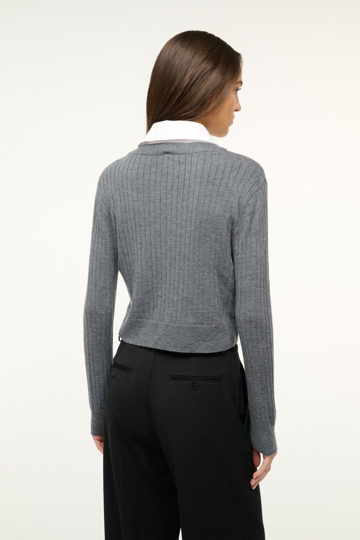 STAUD WALLIS SWEATER CHARCOAL WHITE - 4