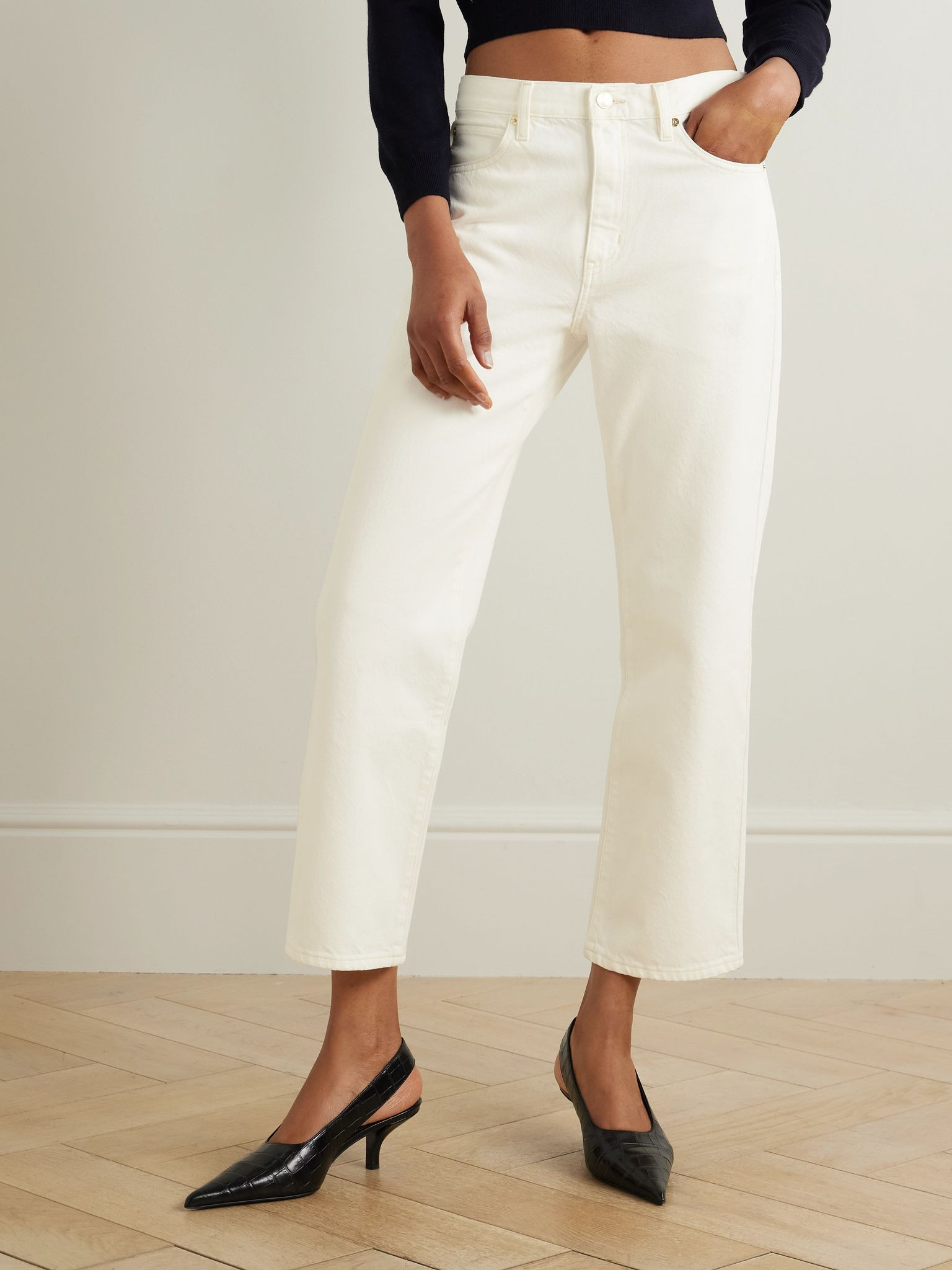 The Hang mid-rise straight-leg jeans Ecru - 3