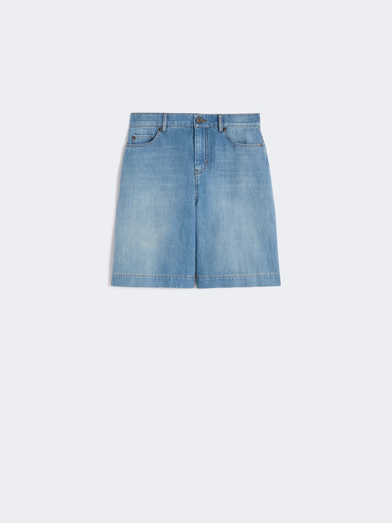 OZONO Cotton and linen denim Bermuda shorts - NAVY 1