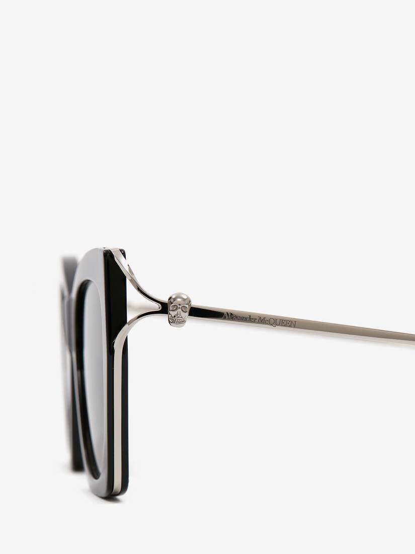 Women's Skull Hinge Soft Square Sunglasses in Black - 4