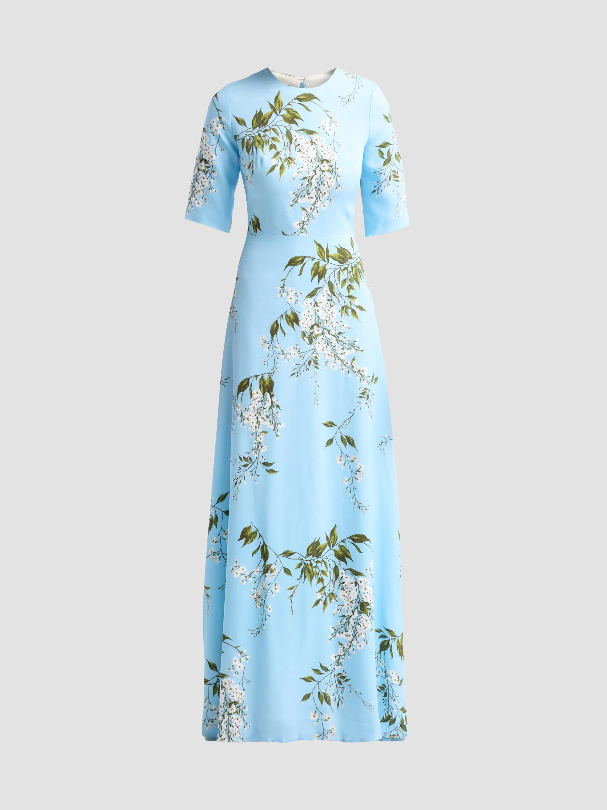 Women's Floral Crêpe Short-Sleeve Gown - Horizon Blue Multi - 1