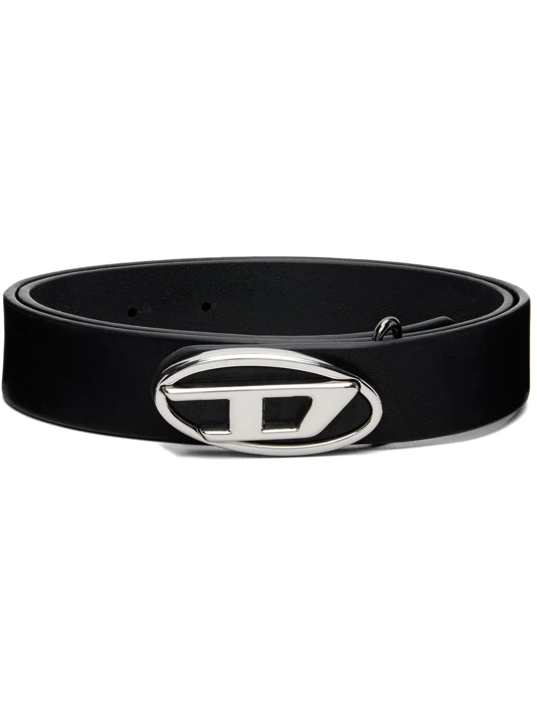 Black Oval D Logo Leather Belt - 1