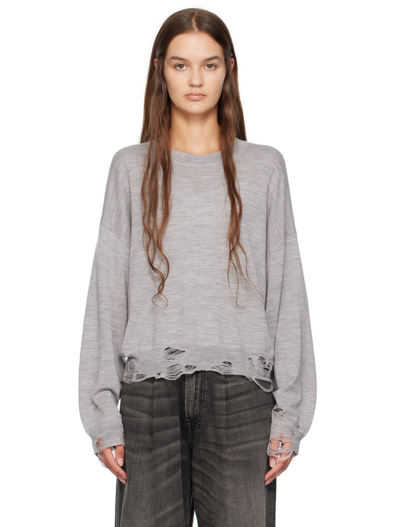 Gray Distressed Sweatshirt - 1