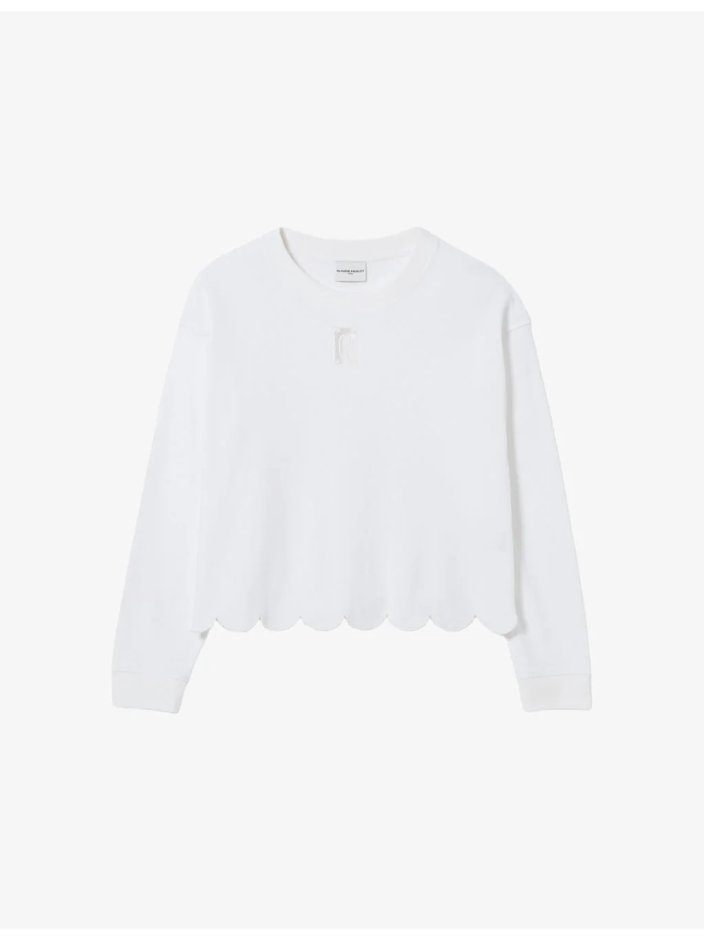 Branded Scalloped-Hem Cotton-Jersey Sweatshirt - 1