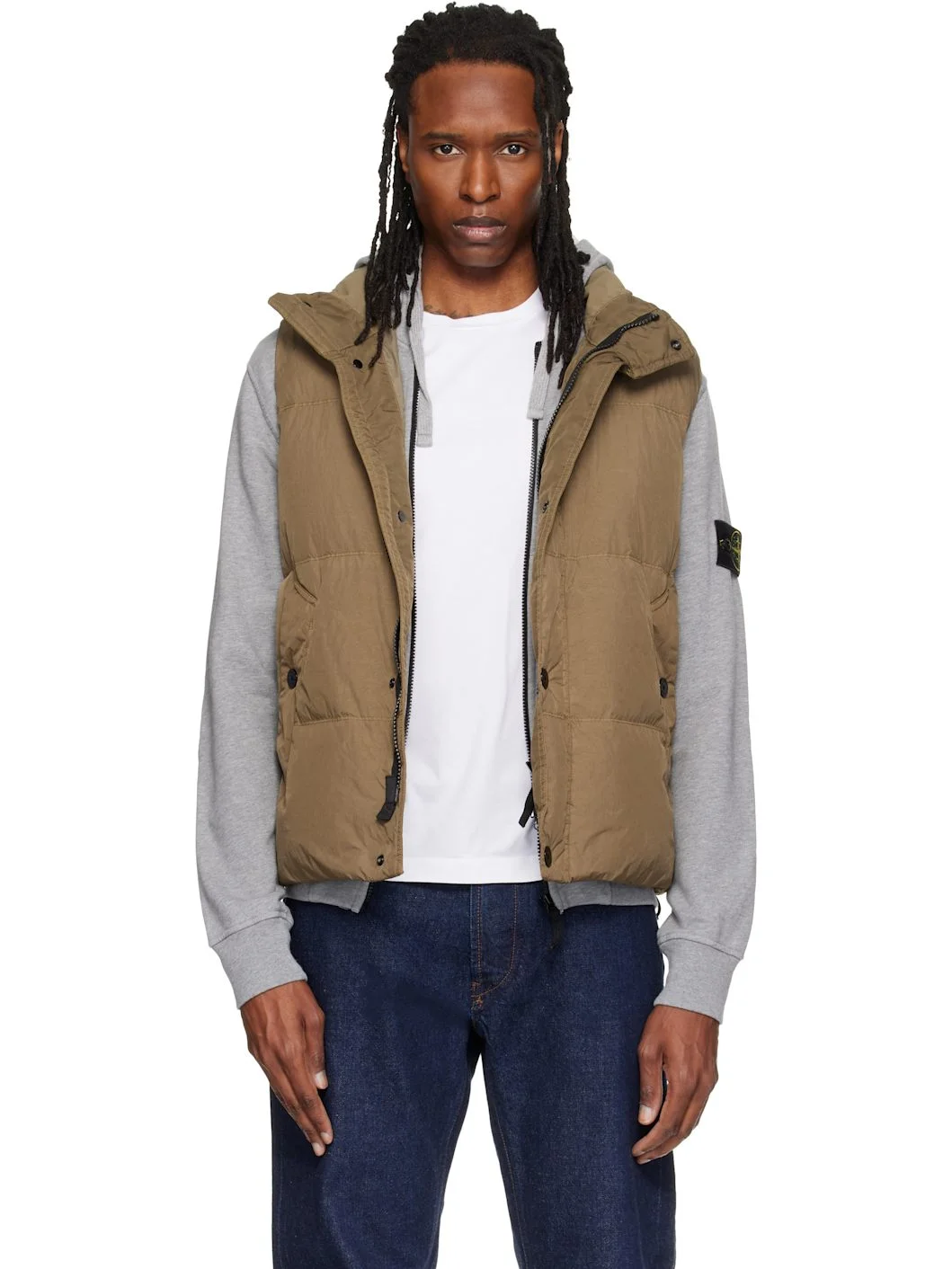 Khaki G100010 Crinkled Reps NY Down Vest - 1