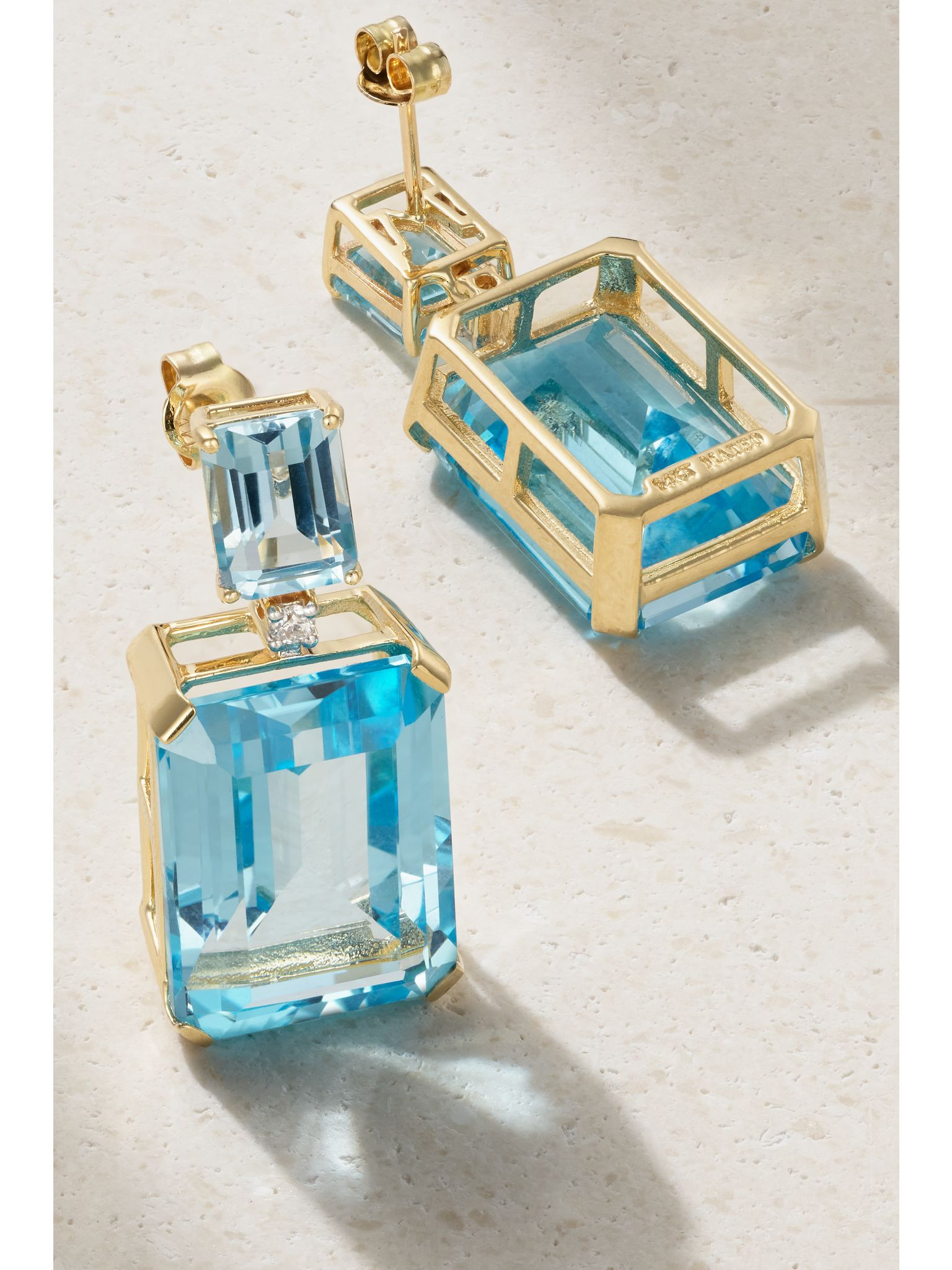 14-karat gold, topaz and diamond earrings Gold - 3