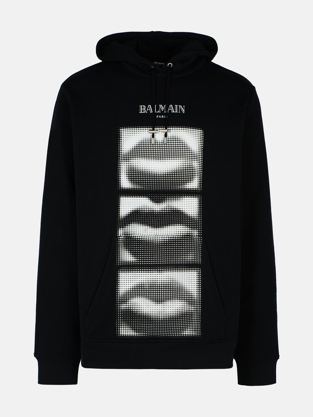 'LIPS' BLACK COTTON SWEATSHIRT - 1