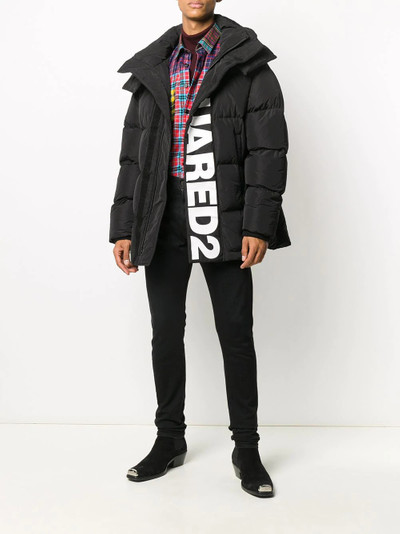 DSQUARED2 logo-print padded coat outlook