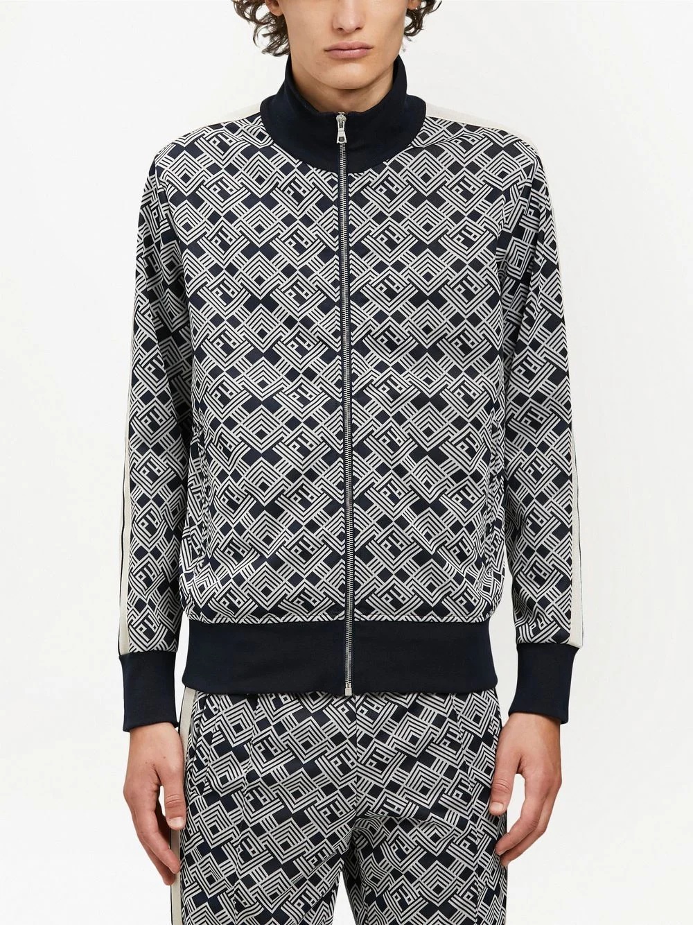 monogram-pattern track jacket - 3