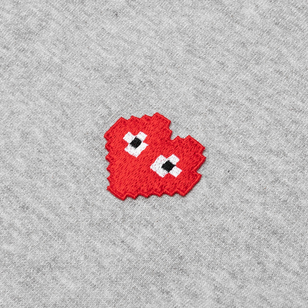 COMME DES GARCONS PLAY X THE ARTIST INVADER HOODED SWEATSHIRT - TOP GREY - 3