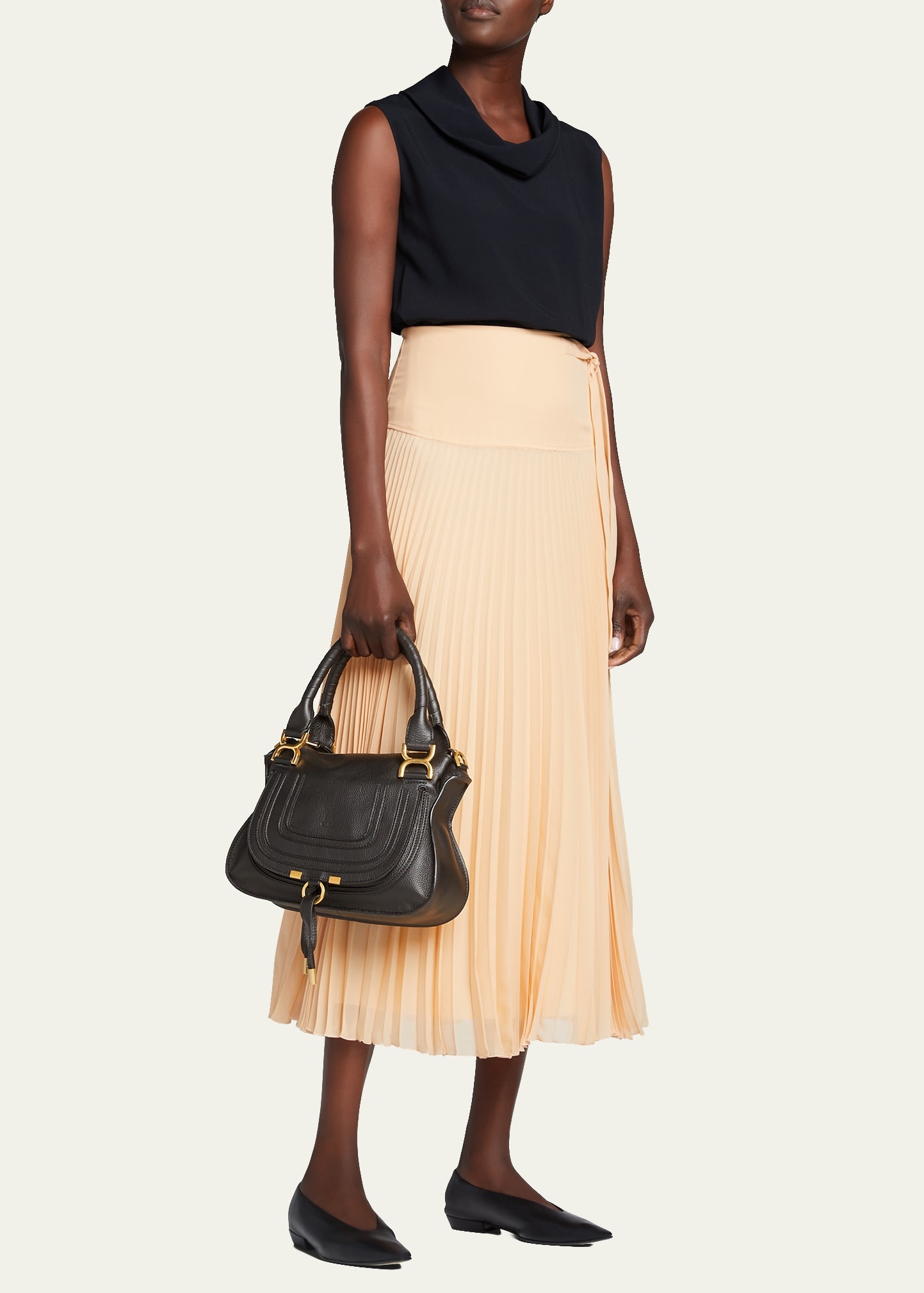 Marcie Small Satchel Bag in Grained Calfskin - 5