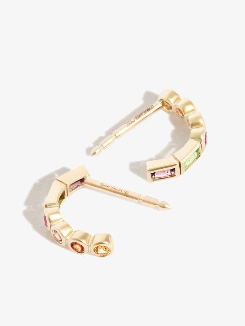 Yvonne Léon 14K Yellow Gold Riviere Rainbow Gemstone Earrings outlook