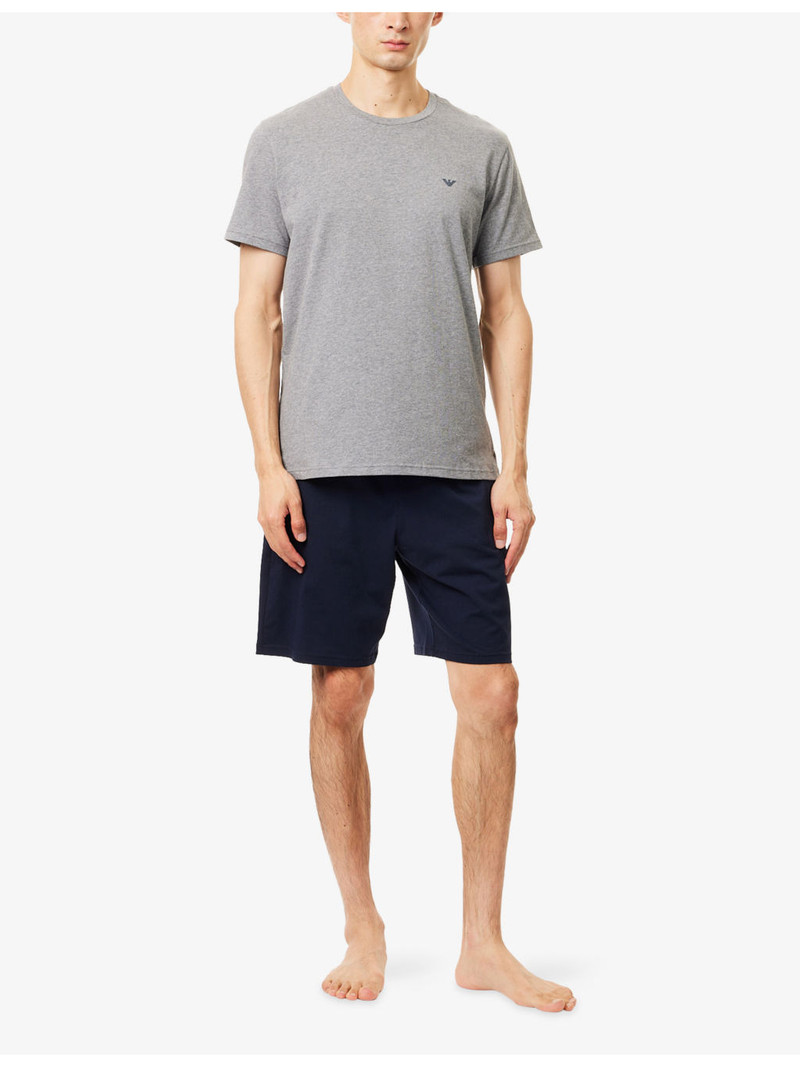 EMPORIO ARMANI Logo-Print Regular-fit Stretch Cotton-Jersey Pyjamas outlook