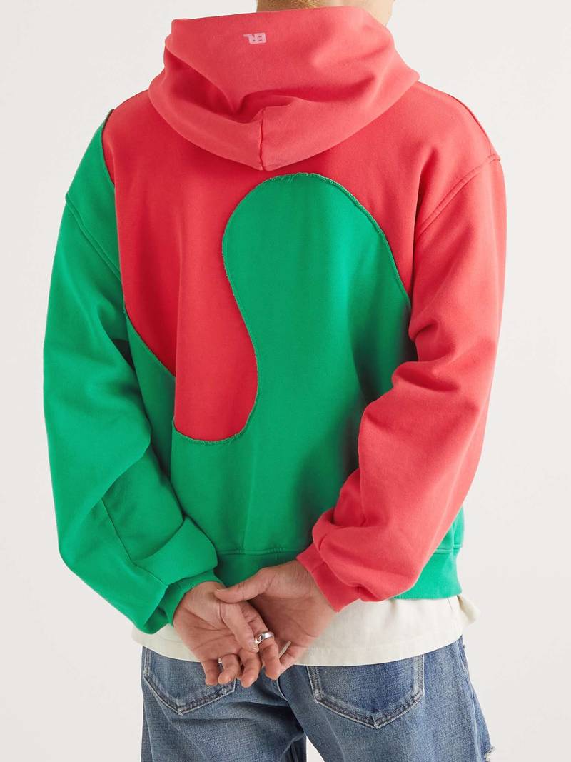Two-Tone Panelled Cotton-Blend Jersey Hoodie 4