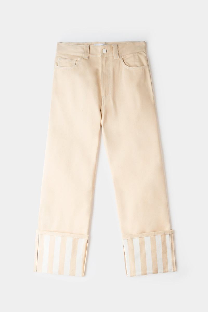 BELLIDENTRO PANTS / denim / ecru & white 1