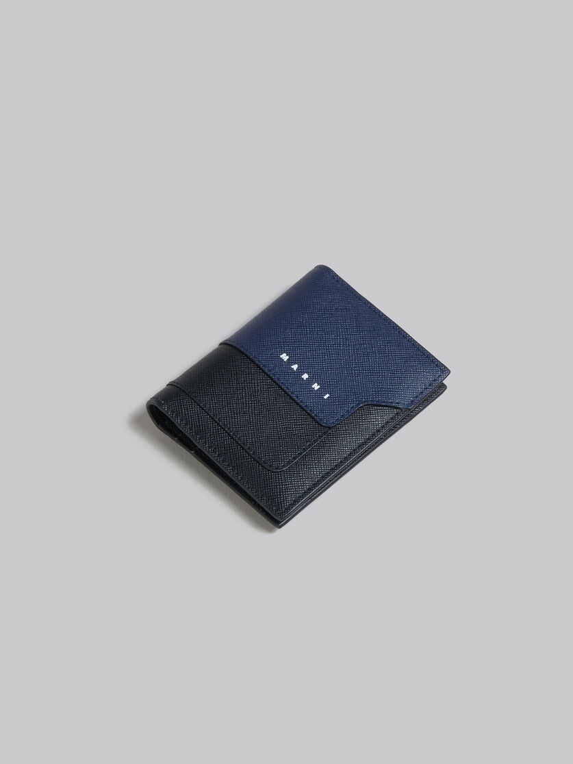 BLACK AND BLUE SAFFIANO LEATHER BIFOLD CARD CASE - 5