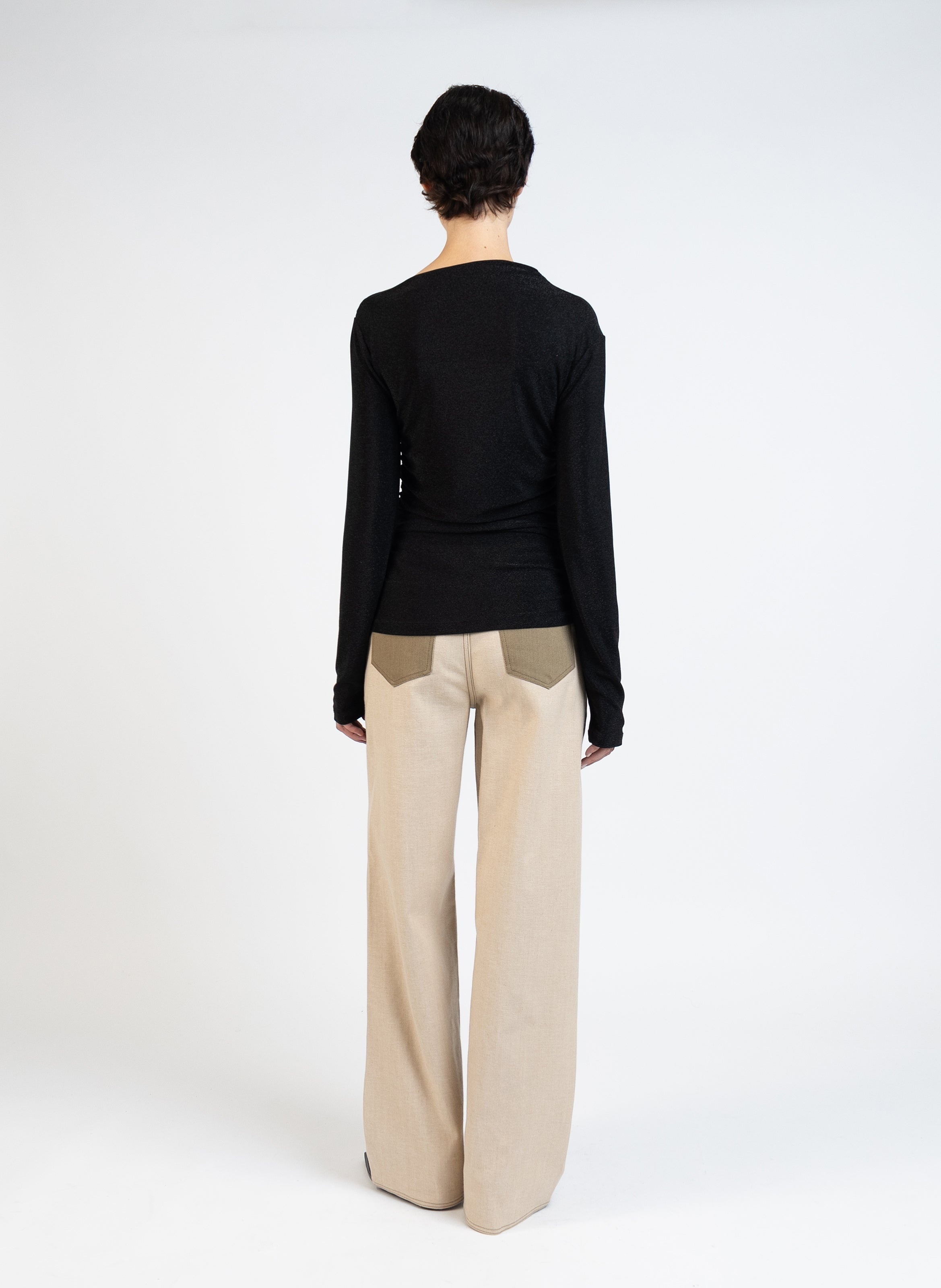 Draped Jersey Top/Black - 5