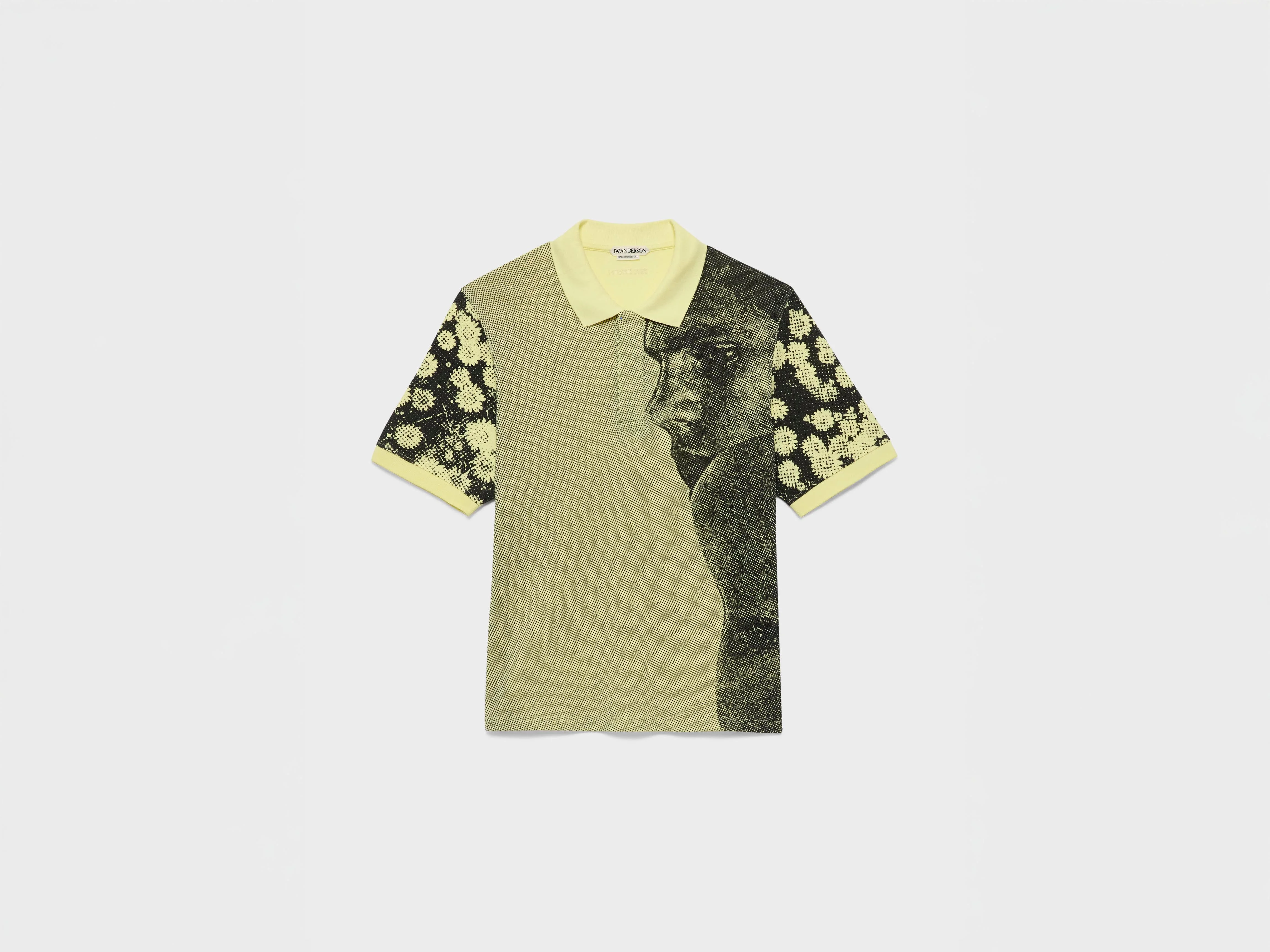 MENS 'MAN WITH DAISIES' SHORT SLEEVED POLO IN PALE YELLOW - 1