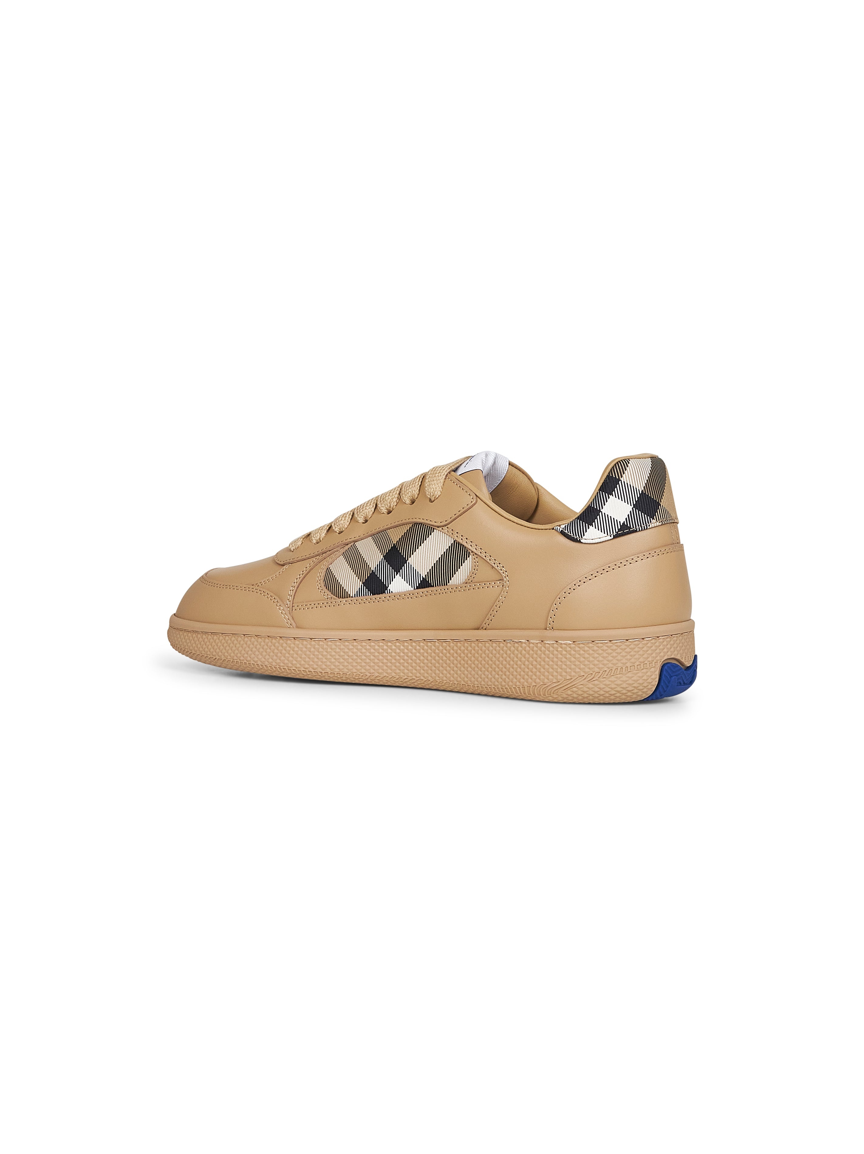 Beige leather and Check Terrace sneakers - 3
