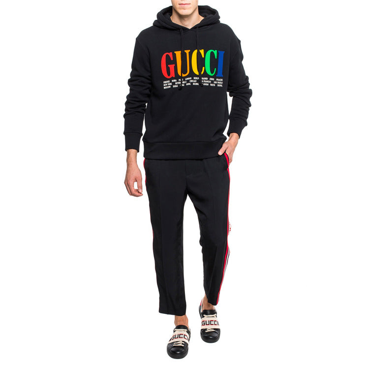 Gucci City Rainbow Logo Hooded Sweatshirt 'Black' 475374-X3N60-1082 - 4