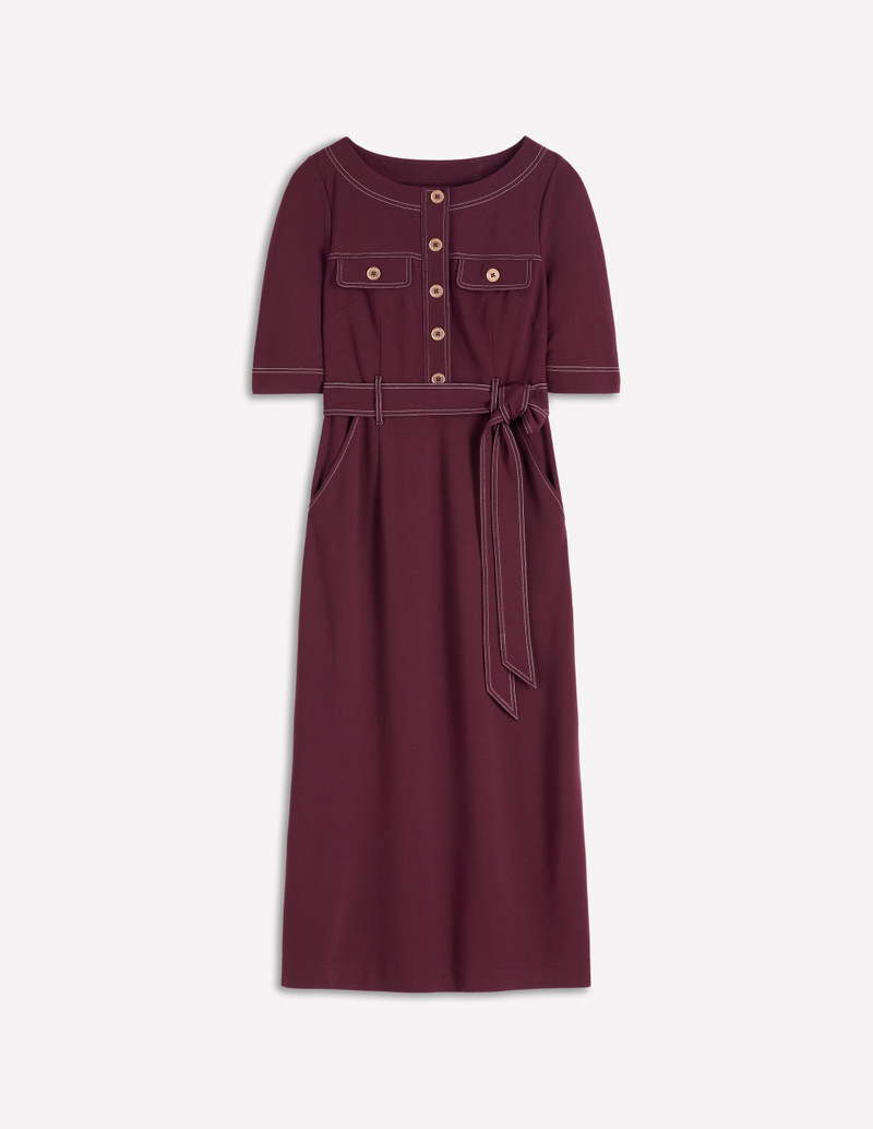 Bria Ponte Midi Dress-Deep Wisteria 1