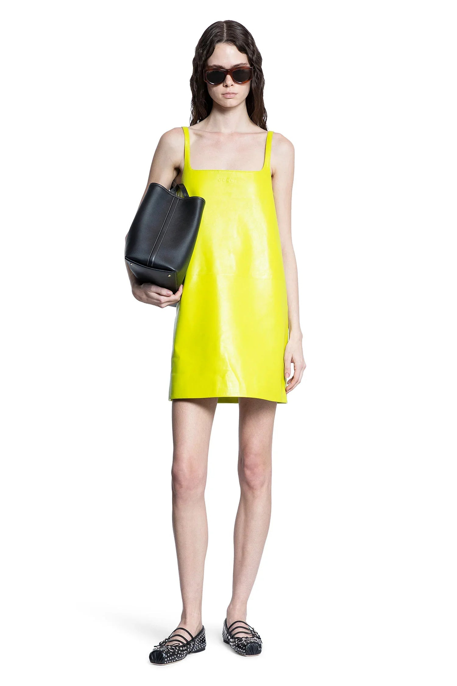 Shiny-Leather-A-Line-Mini-Dress - 5