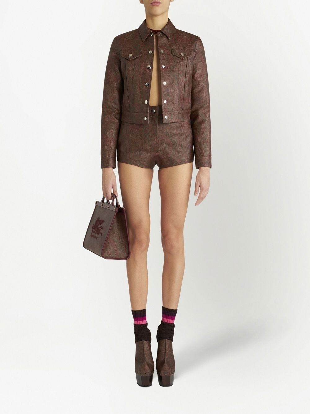 paisley-print cropped jacket - 2