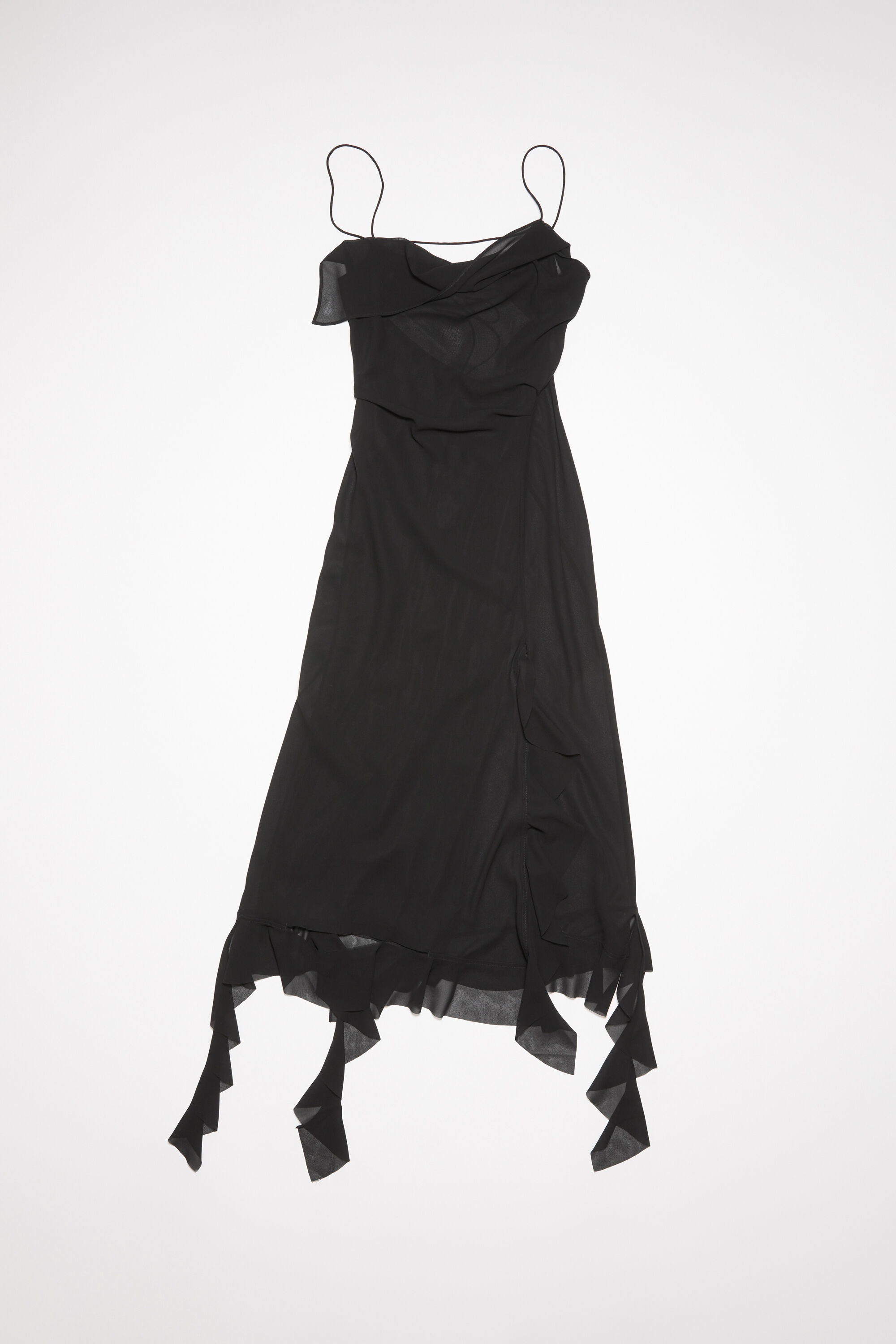 Ruffle strap dress - Black - 7