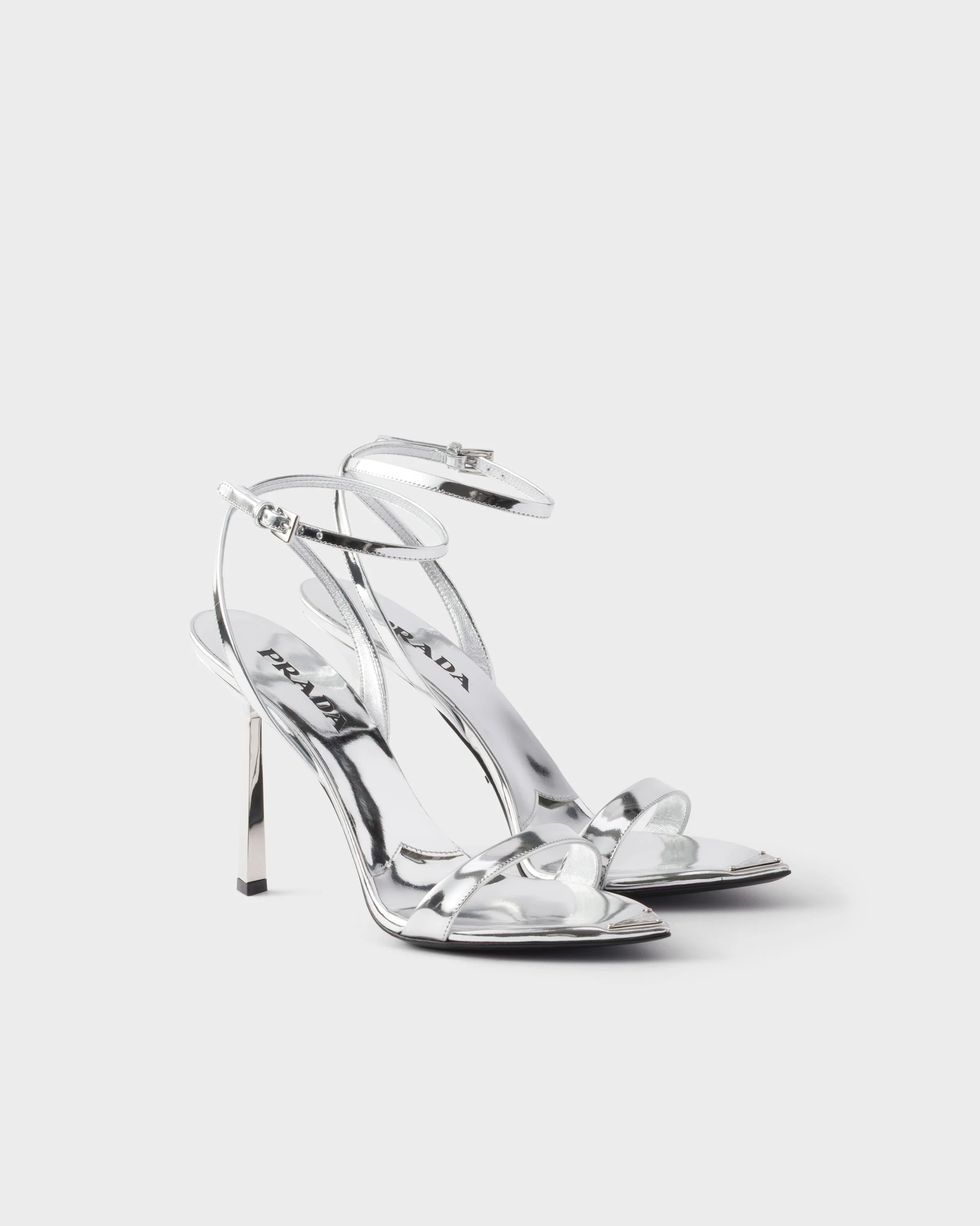 Metallic leather high-heeled sandals - 1