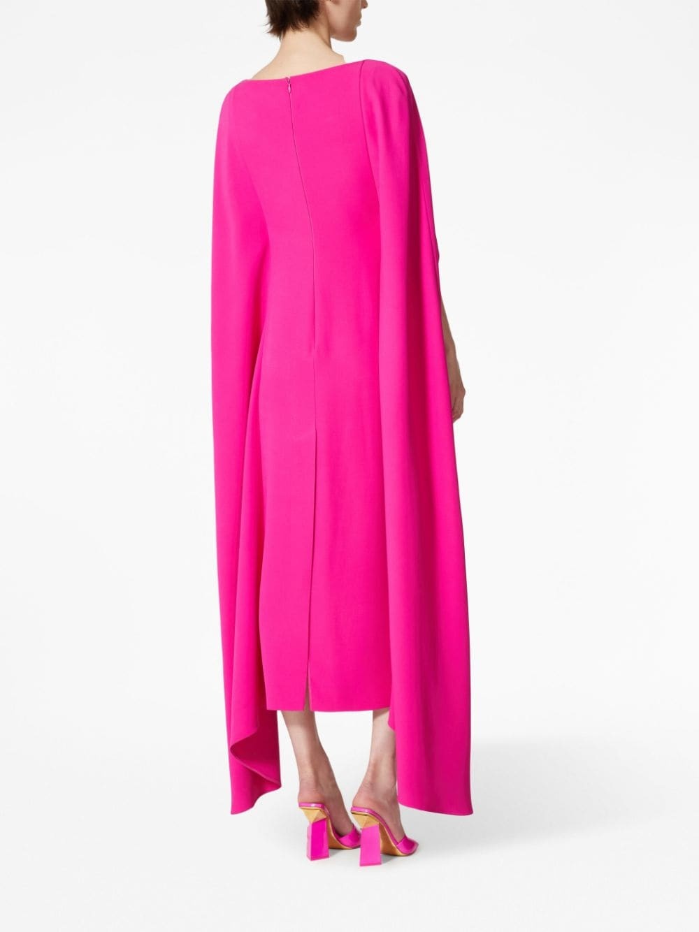 cape-sleeve silk dress - 4