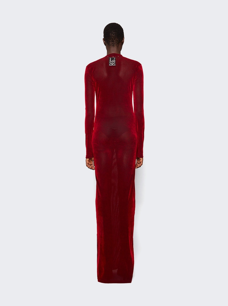 Long Sheer Mesh Dress Red 5