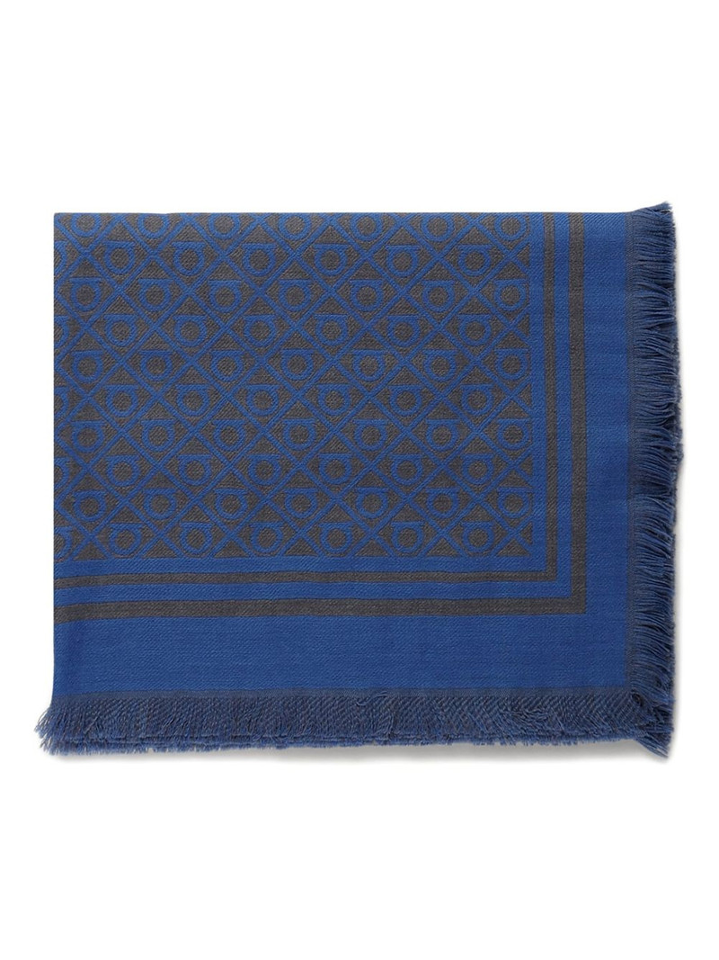 geometric-pattern fringed scarf 1