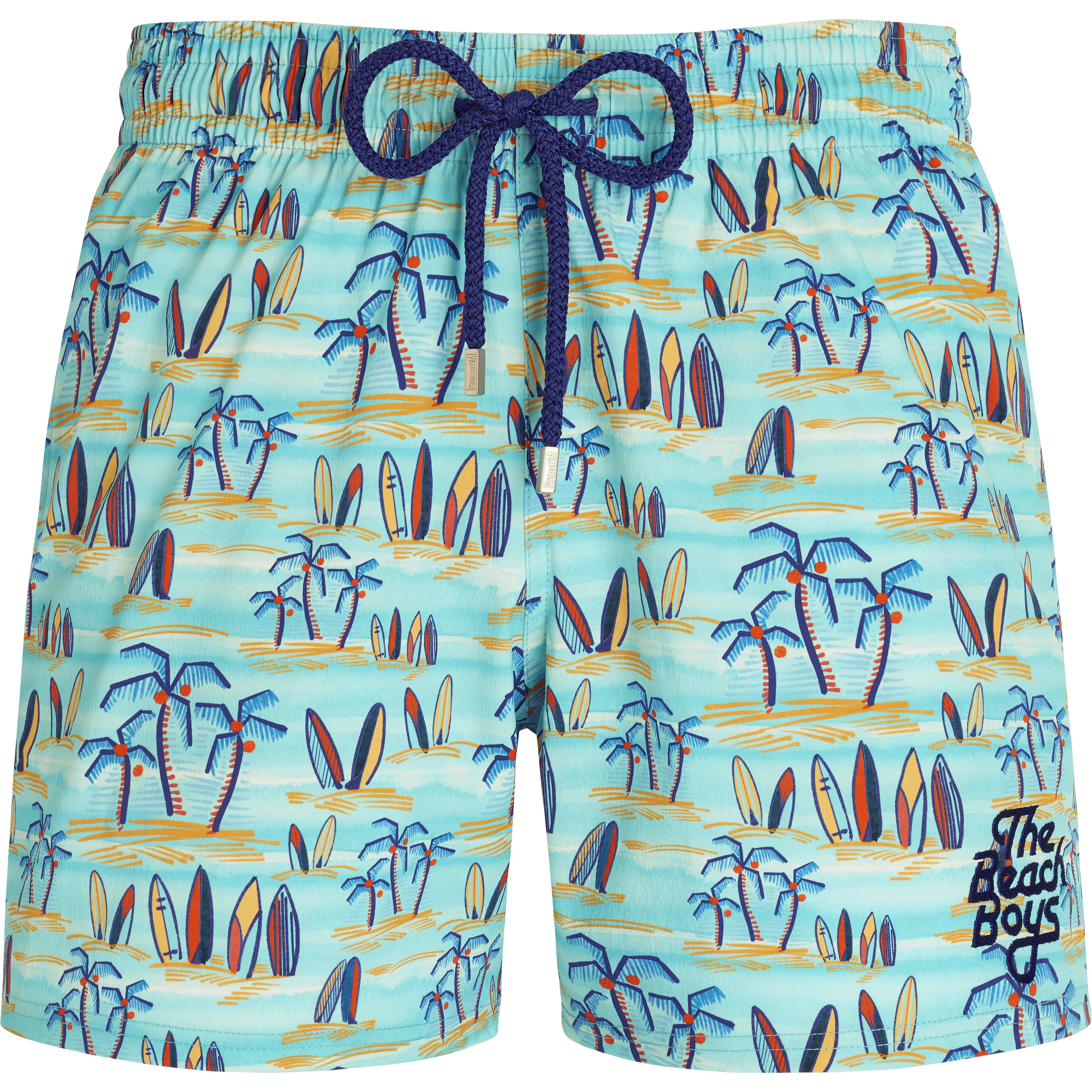 Men Stretch Swim Trunks Palms & Surfs - Vilebrequin x The Beach Boys - 1