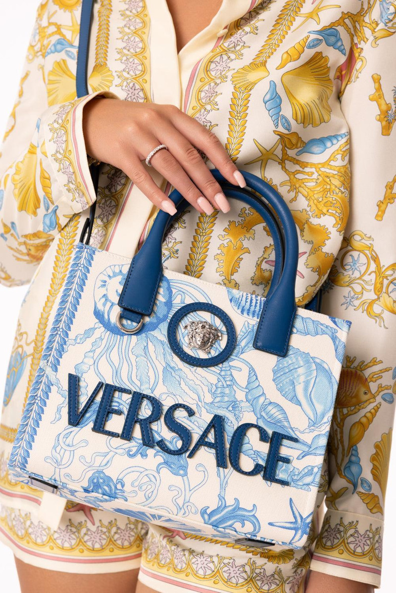 VERSACE La Medusa Mini Tote Bag - Eggshell Bright Blue outlook