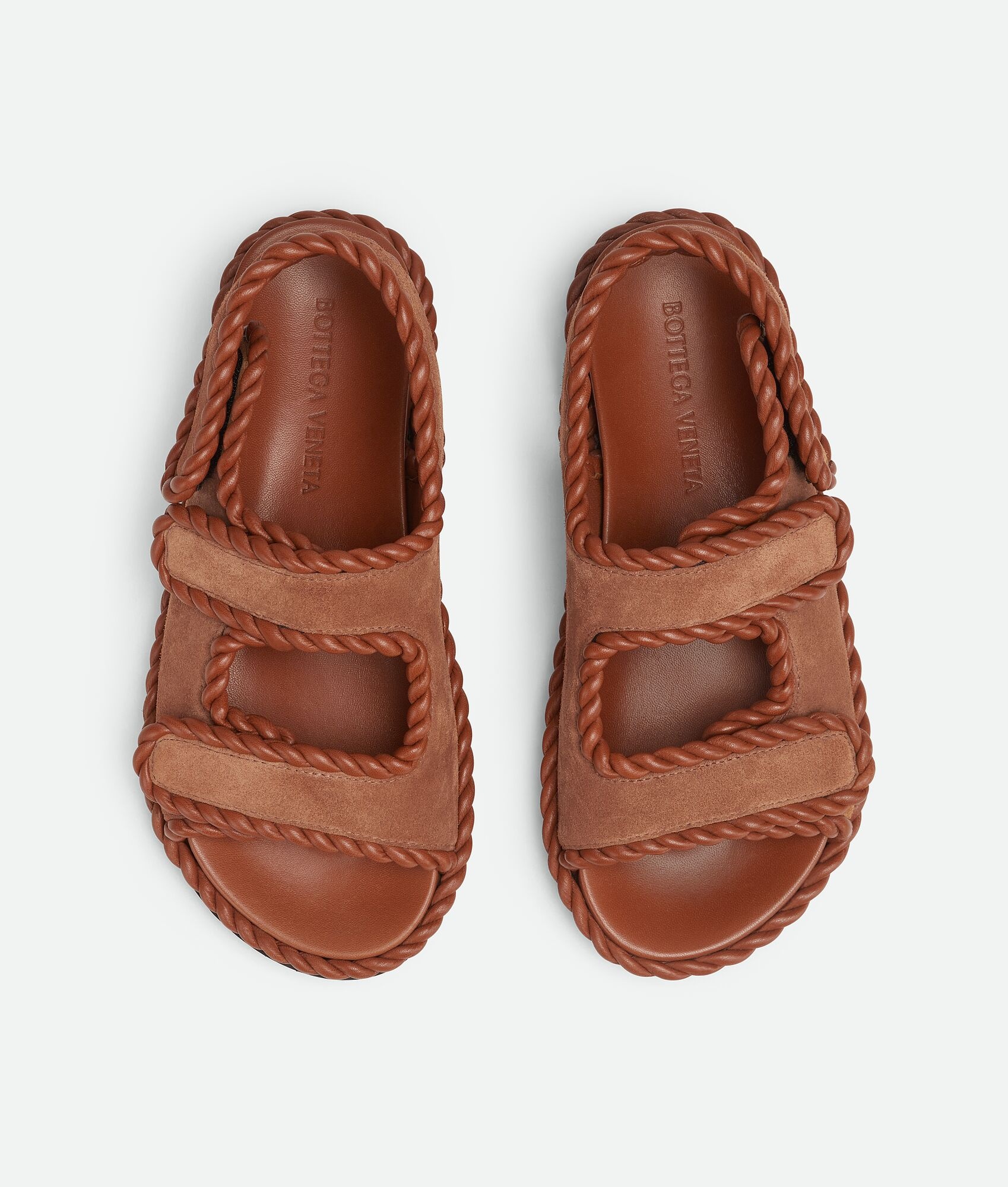 サンダル・ミュール BOTTEGA VENETA Caramel Suede Jack Sandals Bottega Veneta Jack Flat Sandal | REVERSIBLE