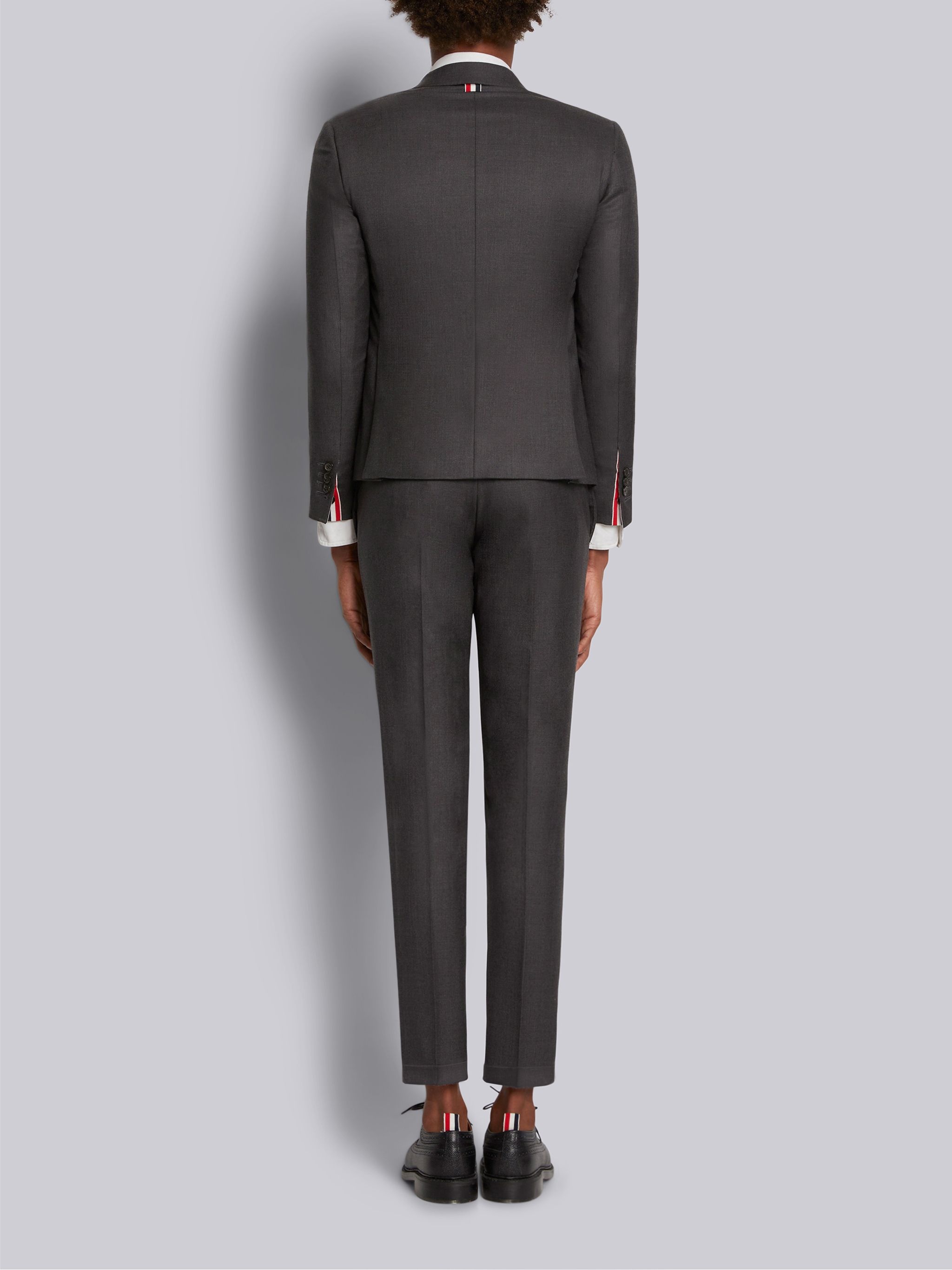 Dark Grey Super 120s Twill High Armhole Suit With Tie And Low Rise Skinny Trouser - 3