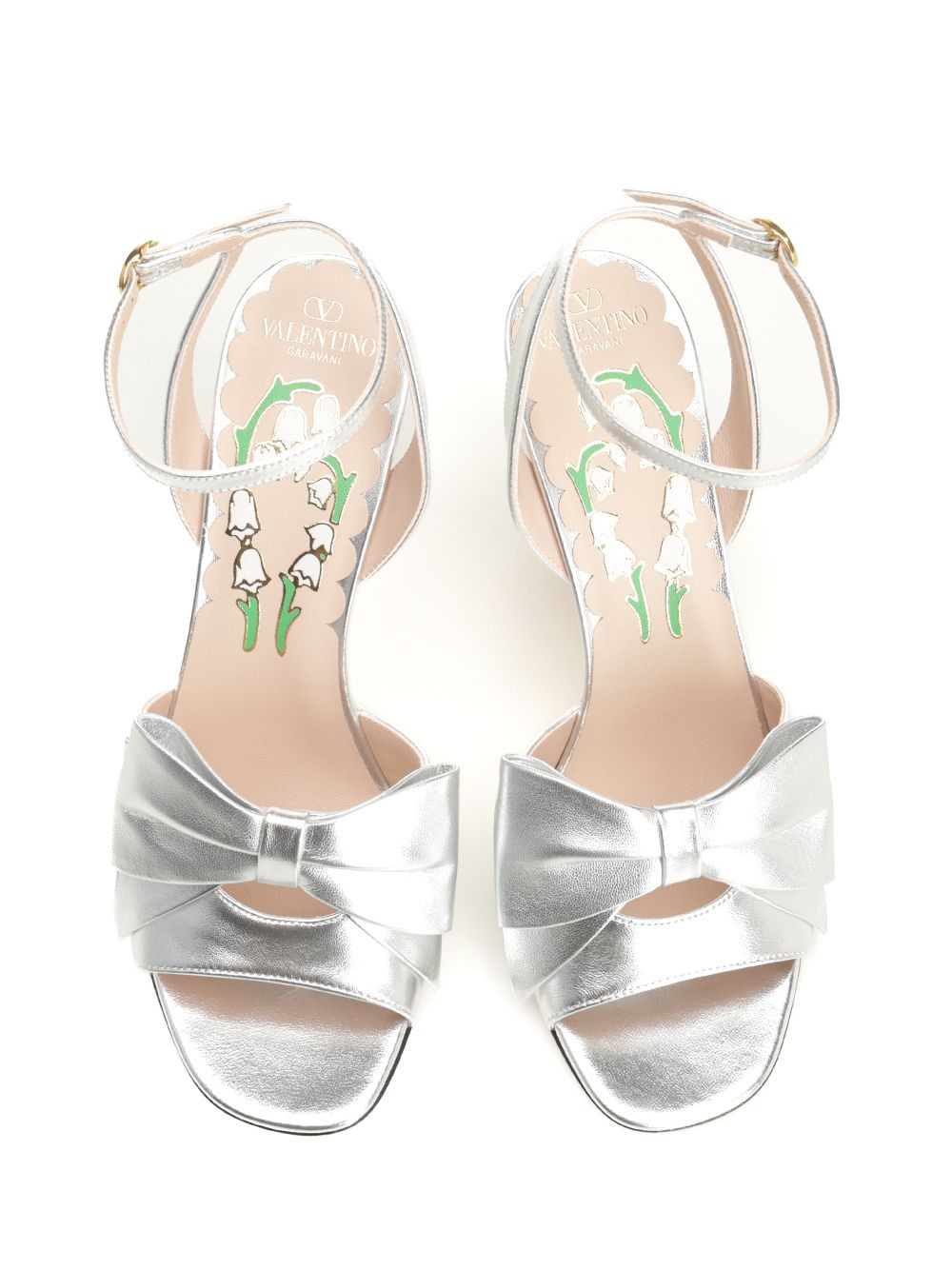 Sandal | Valentino Garavani Bowow | T. 95 | Nappa Laminata/Antique Brass Logo Sandals Silver - 5